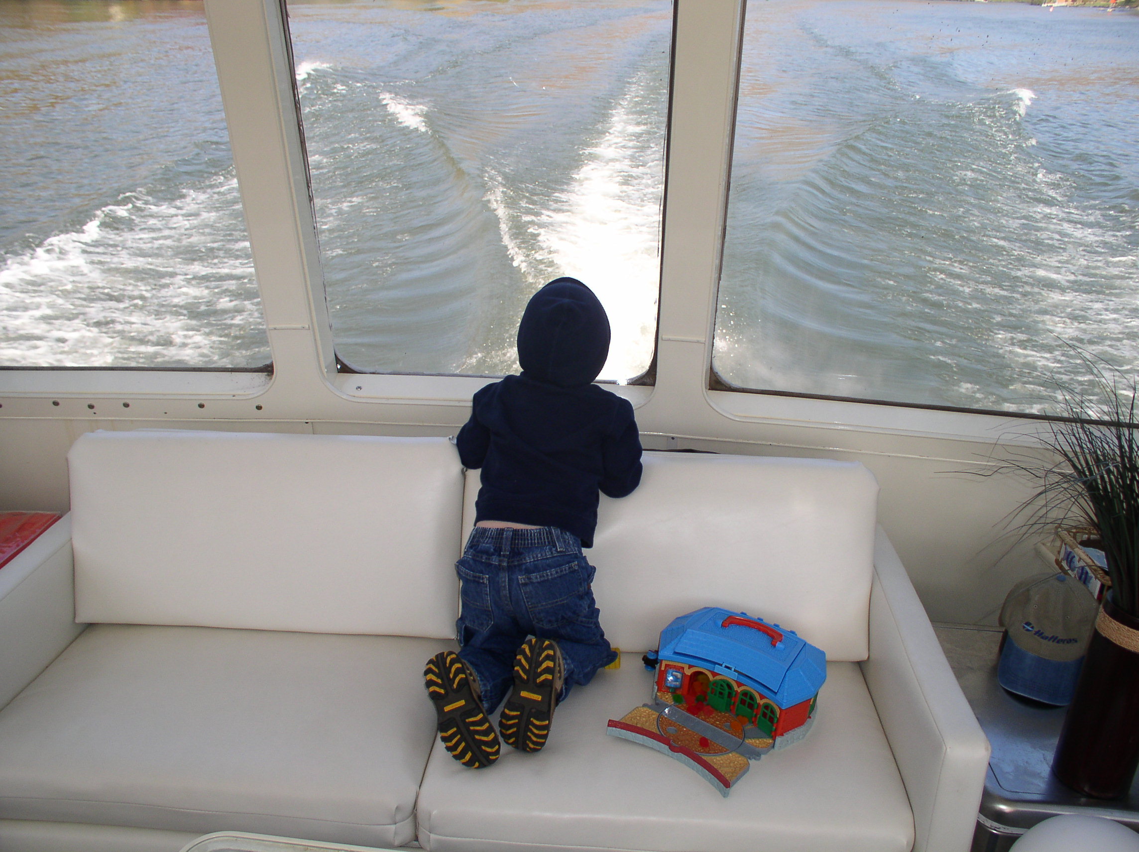 Looking out of "Daddy's big boat"