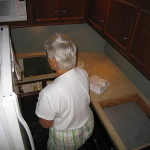 Living aboard during the remodeling (galley sans sink and appliances)