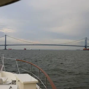 Approaching the Verrazano Bridge bound for Cape May