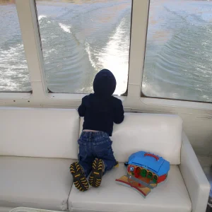 Looking out of "Daddy's big boat"