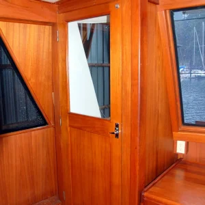 Shellani aft lounge entrance from cockpit