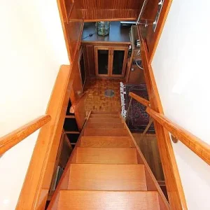 View down staircase from flybridge